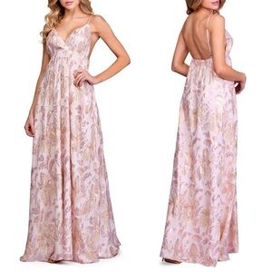 NWT A LAPLAGE EMBROIDERED SILK METALLIC MAXI DRESSES